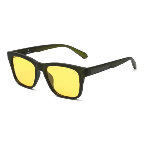 Flamengo® Night Vision Bril - Rubber Frame zwart groen - Nachtbril Auto –Autobril– Polarisend - Nachtblind – Gele Bril voor Autorijden - Oogbeschermin