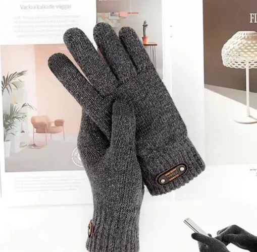 Fler® | Mannen Handschoenen | Handschoenen | Wol | Grijs | Winter | Touchscreen | Outdoor