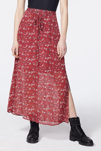 Floral Print Viscose Voile Long Skirt Raspberry