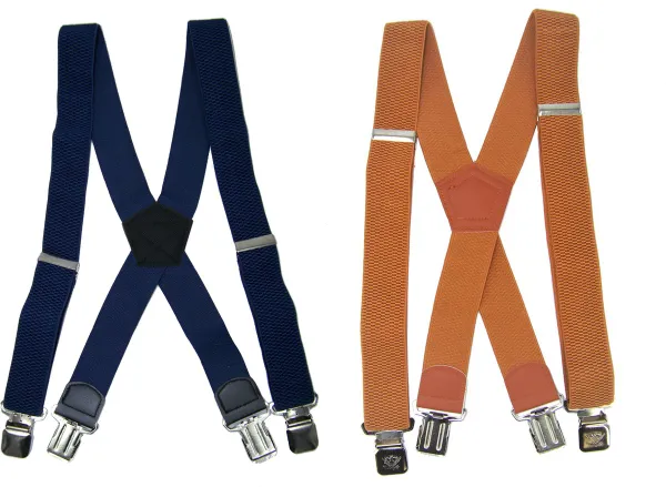 Flores Lederwaren - Duopack - Heren - Dames Bretels – 4 brede stalen clips bretel - Unisex volwassenen -Motorrijders – Spijkerbroek – Beroepskleding –