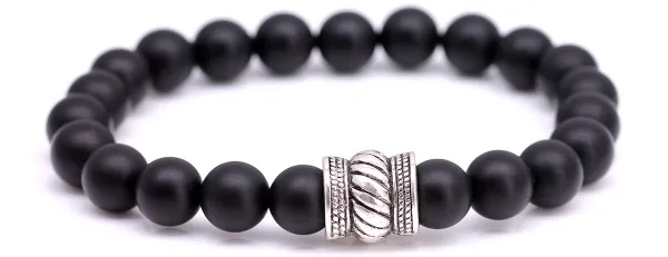 FortunaBeads – Bali Mat Onyx – Kralen Armband Heren – Zwart – 22cm