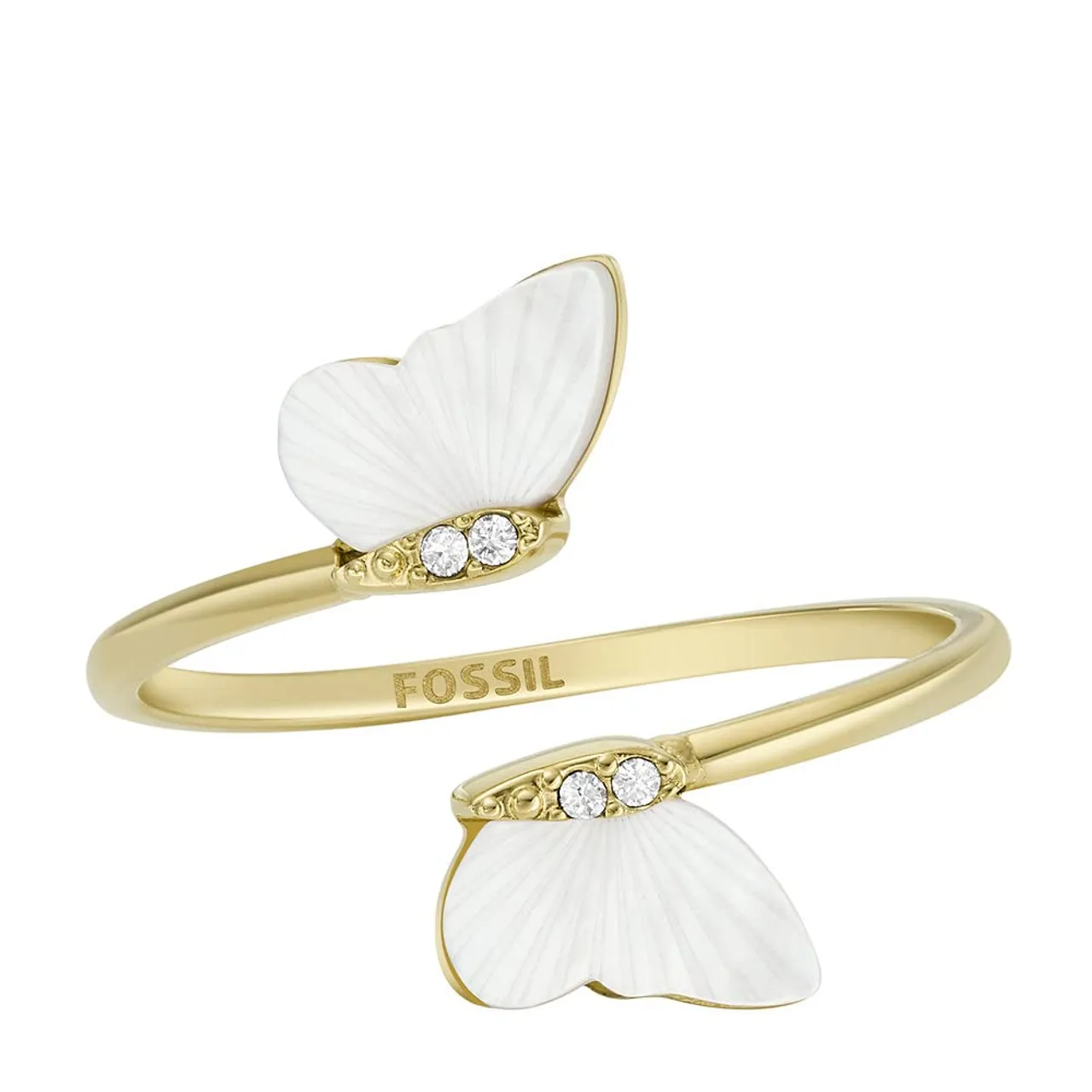 Fossil Radiant Wings White Mother of Pearl Butterfly Ring