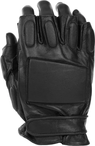 Fostex politie handschoen met halve vingers zwart leder