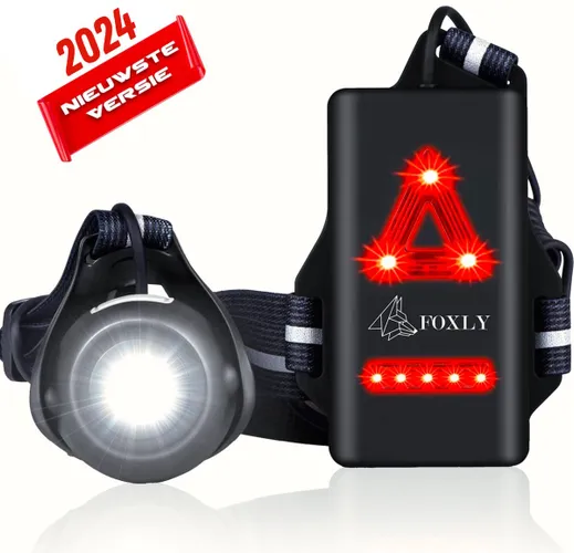FOXLY Nero 4000 Hardloopverlichting Borstlamp - Led - Oplaadbaar - Verstelbaar - Zwart