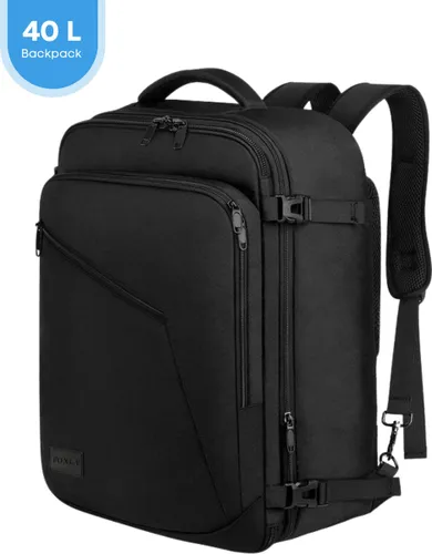 FOXLY® Reistas met USB Oplaadstation - 40L - Rugzak - Compressie - Handbagage Weekendtas - Backpack - Spatwaterdicht - Zwart