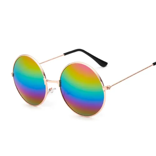 Freaky Glasses - Hippie zonnebril rond - Regenboog - Festivalbril - Bril - Feest - Glasses - Spiegellenzen - Heren - Dames - Unisex - Kunststof - mult