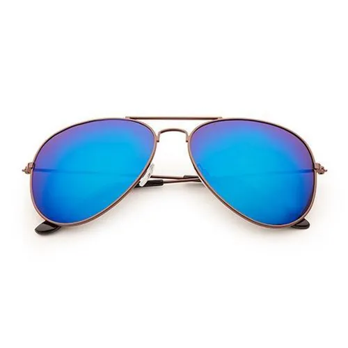 Freaky Glasses® – Piloten Zonnebril - Festival Bril – Rave Zonnebril – Dames – Heren - Brons met Blauwe Spiegellenzen