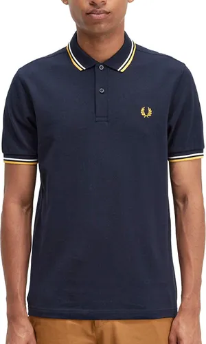 Fred Perry M3600 polo twin tipped shirt - pique - Navy / Ecru / Golden hour