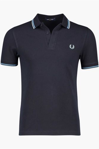 Fred Perry poloshirt 2 knoops normale fit donkerblauw effen katoen