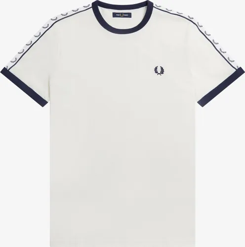 Fred Perry Taped Ringer regular fit T-shirt M6347 - korte mouw O-hals - Snow White - wit