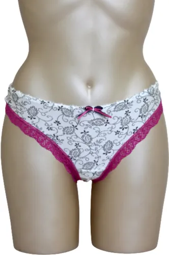Freya - Lucy - string - glimmend creme met roze kant
