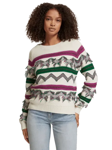 Fringe jacquard sweater - Maat XL - Multicolor - Vrouw - Knitwear - Scotch & Soda