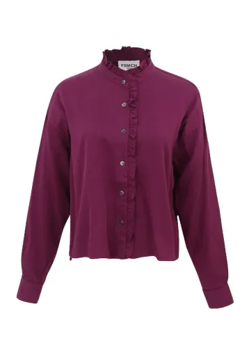 FRNCH Paarse blouse met ruches cabanac -
