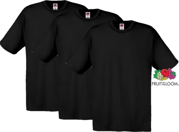 Fruit Of The Loom Blanco Katoenen T-Shirts 3 stuks pakket Zwart large