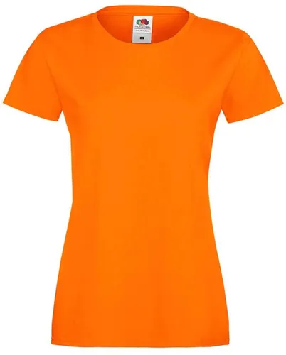 Fruit Of The Loom Lady-Fit Dames Sofspun® T-shirt - Oranje - Small - Koningsdag