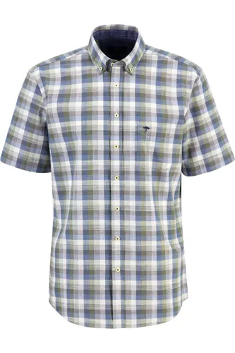 Fynch-Hatton Casual Fit Overhemd Korte mouw groen/blauw