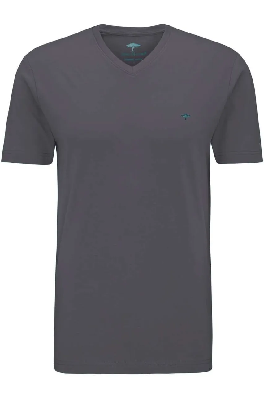 Fynch-Hatton Casual Fit T-Shirt V-hals donkergrijs, Effen