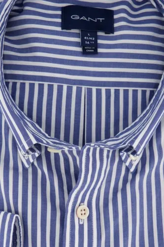Gant - Broadcloath Overhemd Strepen Blauw - M - Heren - Regular-fit