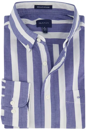 Gant casual overhemd blauw gestreept borstzak regular fit