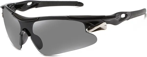 Garpex® Fietsbril - Sportbril - Polaroid Zonnebril - Zonnebril - Racefiets - Mountainbike - Motor - Zwart Frame Grijze Lens