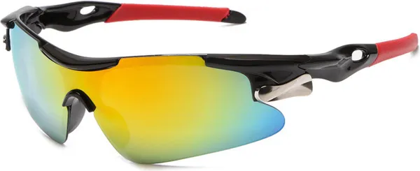 Garpex® Fietsbril - Sportbril - Polaroid Zonnebril - Zonnebril - Racefiets - Mountainbike - Motor - Zwart Frame Rode Lens