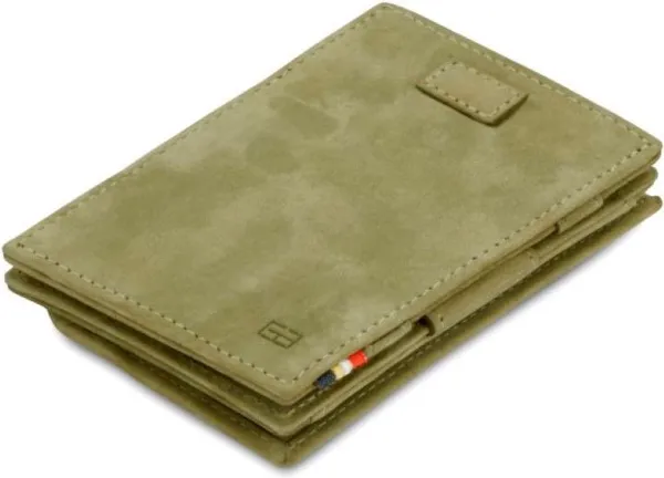 Garzini Magic Wallet Cavare met Card Sleeve en Muntvak RFID Leder Vintage Groen