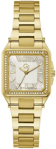 GC Dames Horloge Y85001L1MF Staal Goude Plating Swiss Made Quartz met Swarovski Steentjes