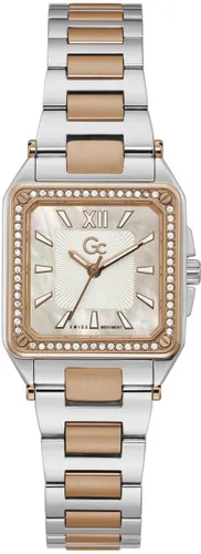 GC Dames Horloge Y85002L1MF Staal Bi-color Swiss Made Quartz met Swarovski Steentjes