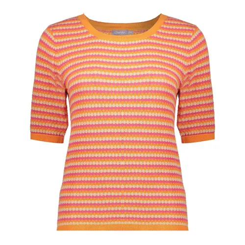 Geisha 44041-14 250 top knit short sleeves stripes orange/red/sand