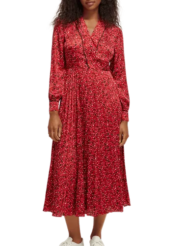 Geplooide maxi-jurk met lange mouwen - Maat S/S - Multicolor - Vrouw - Jurk - Scotch & Soda