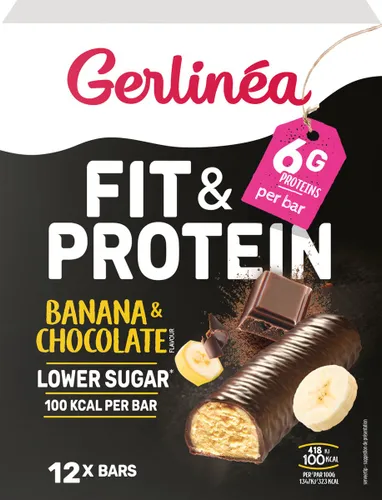 Gerlinea Mijn Pauze Carb Reduced Maaltijdrepen - Banaan Chocolade - 12 stuks