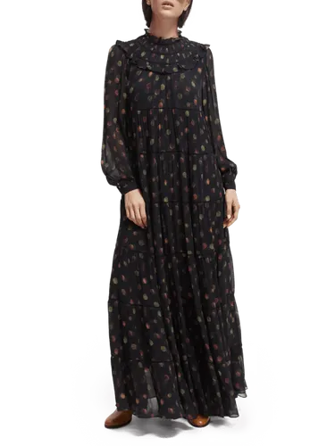 Gesmokte maxi-jurk met stroken - Maat XL/R - Multicolor - Vrouw - Jurk - Scotch & Soda