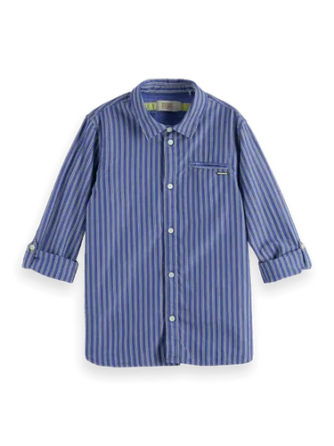 Gestreept overhemd van biologisch katoen met mouwophouders - Maat 8 - Multicolor - Jongen - Shirt - Scotch & Soda