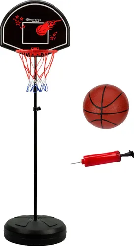 Get & GO - Basketbalstandaard Verstelbaar met Bal + Pomp - Zwart/Rood