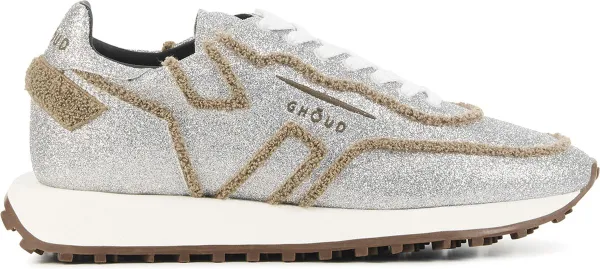 Ghoud Sneakers Dames - Lage sneakers / Damesschoenen - Leer - ROLW - Glitter - Zilver