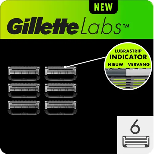 GilletteLabs - With Exfoliating Bar En Heated Razor - 6 Navulmesjes Van Gillette