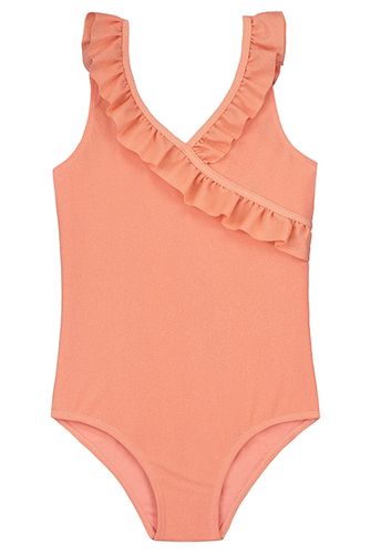 Girls Rosie Ruffle Swimsuit Sicily Glitter Blush Pink