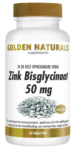 Golden Naturals Zink Bisglycinaat 50 mg Tabletten