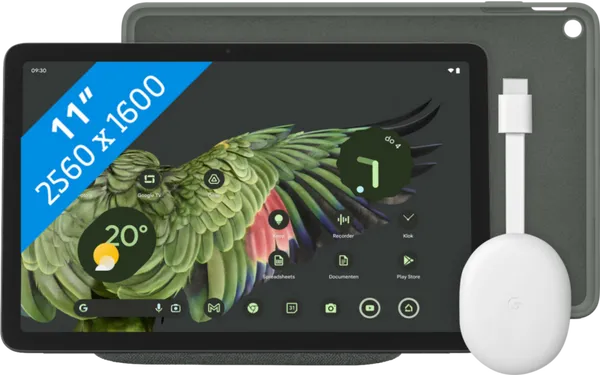 Google Pixel Tablet 128GB Wifi Grijs + Pixel Tablet Back Cover Grijs + Chromecast HD