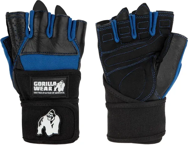 Gorilla Wear - Dallas Wrist Wrap Handschoenen - Sporthandschoenen Unisex - Zwart/Blauw - L