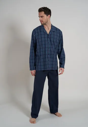Gotzburg heren pyjama met knoopjes - donkerblauw geruit