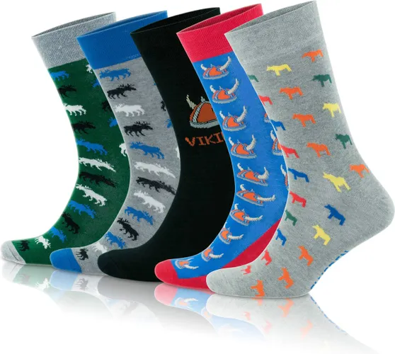 GoWith - katoen sokken - zweedse design sokken - 5 paar - grappige cadeaus - grappige sokken - huissokken - warme sokken - sokken dames - heren sokken