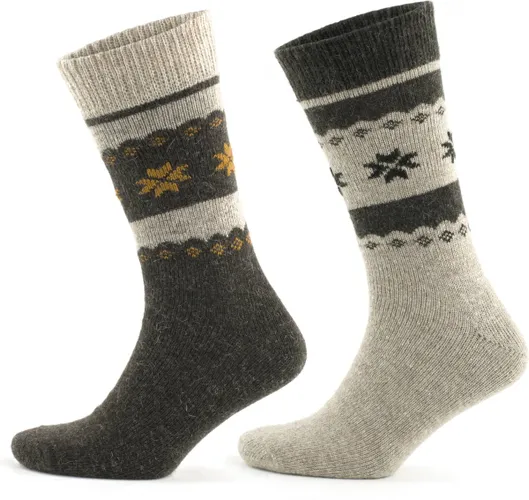 GoWith-wollen sokken-alpaca sokken-huissokken-2 paar-warme sokken-wintersokken-thermosokken-huissokken-beige-bruin