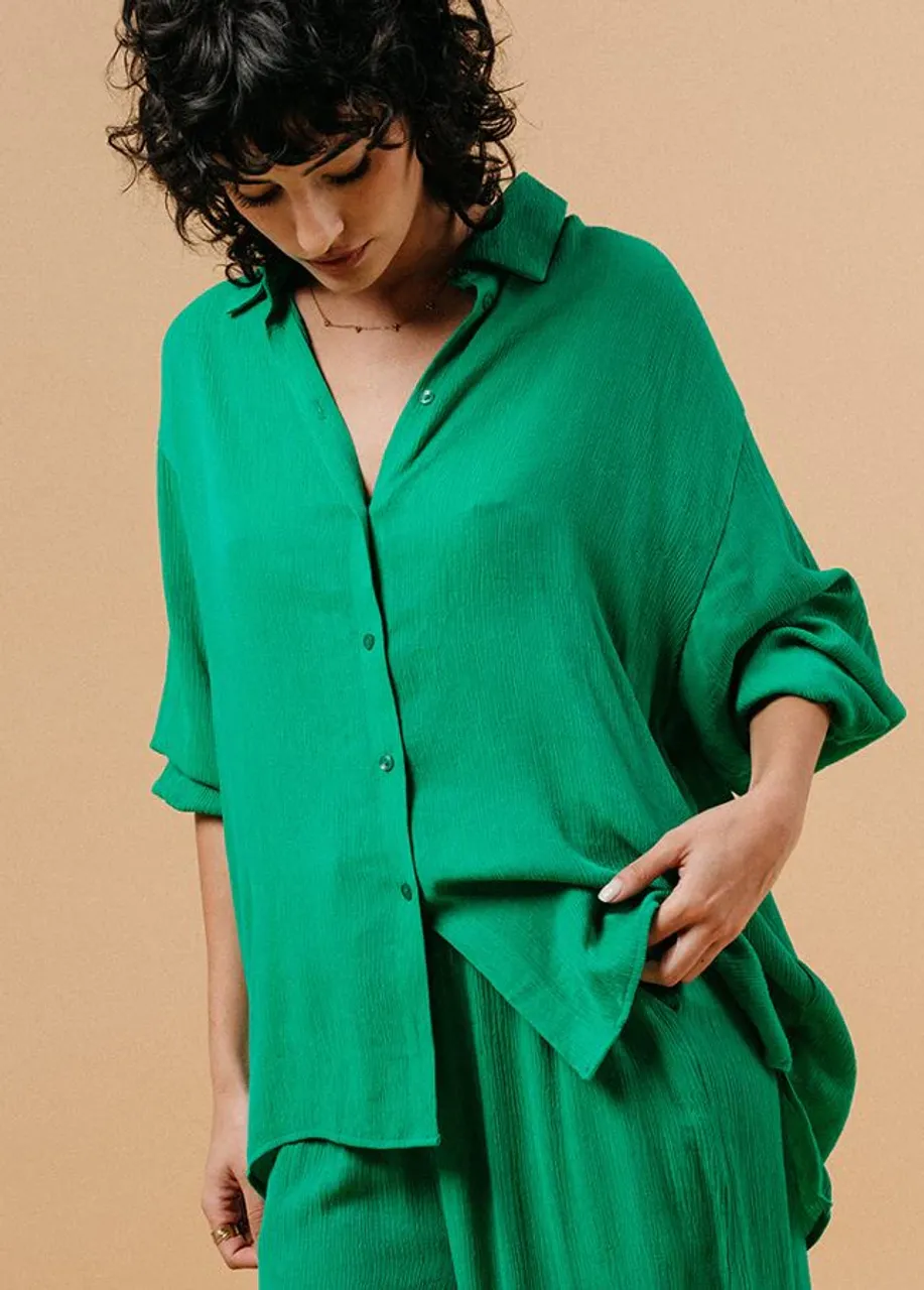 Grace & Mila Groene oversized blouse market -