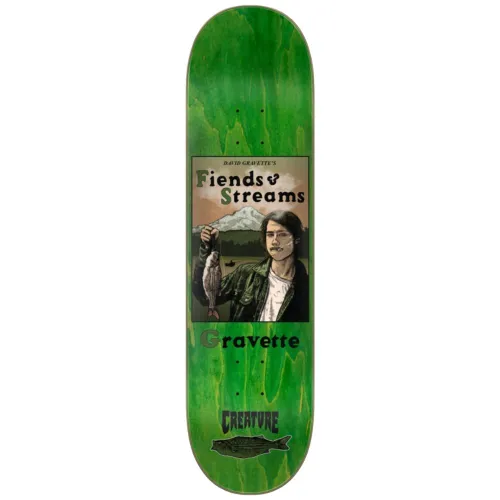 Gravette Fiends and Streams Green 8.3" Skateboard Deck - 8.375"