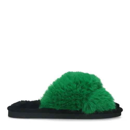 Groene cross strap pantoffel slippers