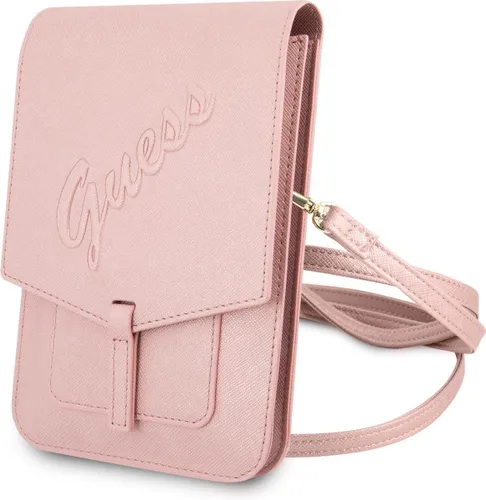 Guess 7 inch Telefoontas - Wallet Bag - Roze - Saffiano Leather