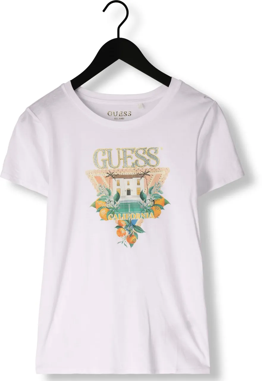 GUESS Dames Tops & T-shirts Ss Guess Mansion Logo Easy Tee - Wit