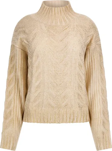 Guess Ls Diane Foil Sweater Dames - Cream White