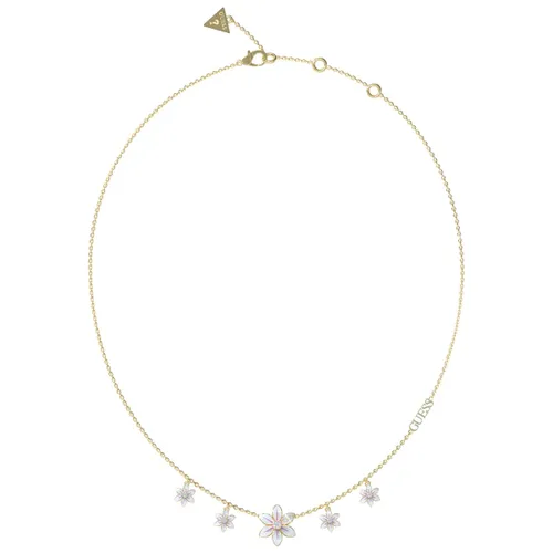 GUESS White Lotus Dames Ketting Staal - Goud